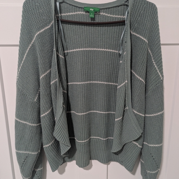dip Sweaters - Dip Women's Sage and White Knit Cardigan